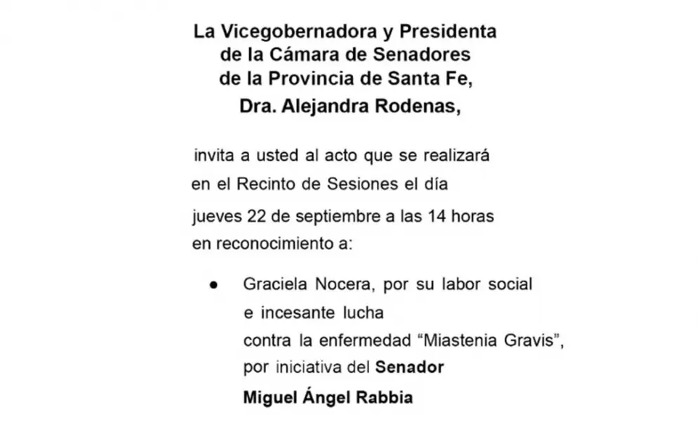 RECONOCIMENTO A GRACIELA NOCERA POR SU LABOR SOCIAL